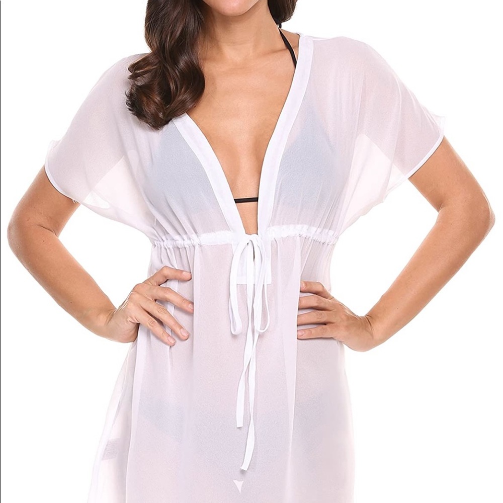Chiffon Sheer White Swimsuit cover